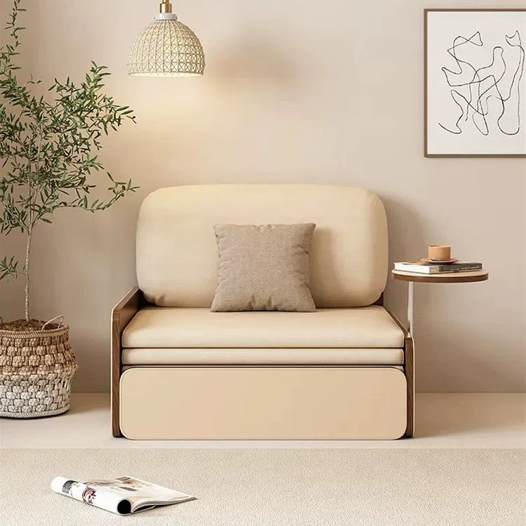 Canapé-lit gigogne Nordic Modern en cuir avec bureau rotatif