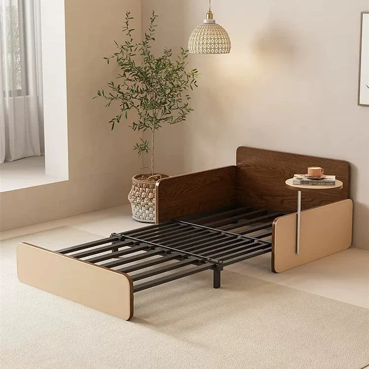 Canapé-lit gigogne Nordic Modern en cuir avec bureau rotatif