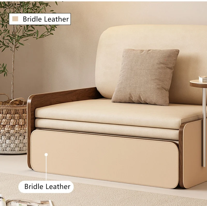 Canapé-lit gigogne Nordic Modern en cuir avec bureau rotatif