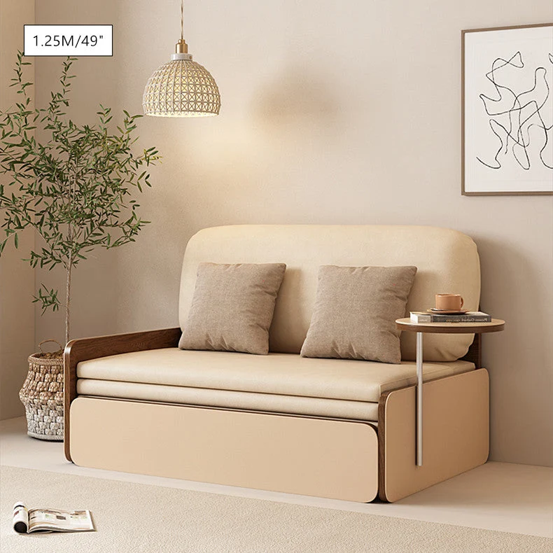 Canapé-lit gigogne Nordic Modern en cuir avec bureau rotatif