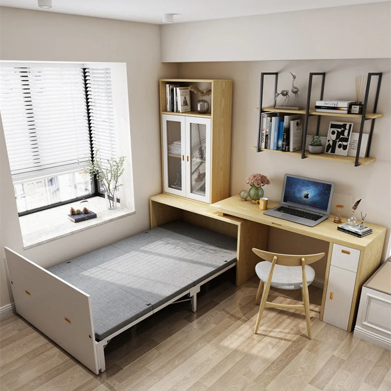 Lit armoire escamotable avec bureau multifonction