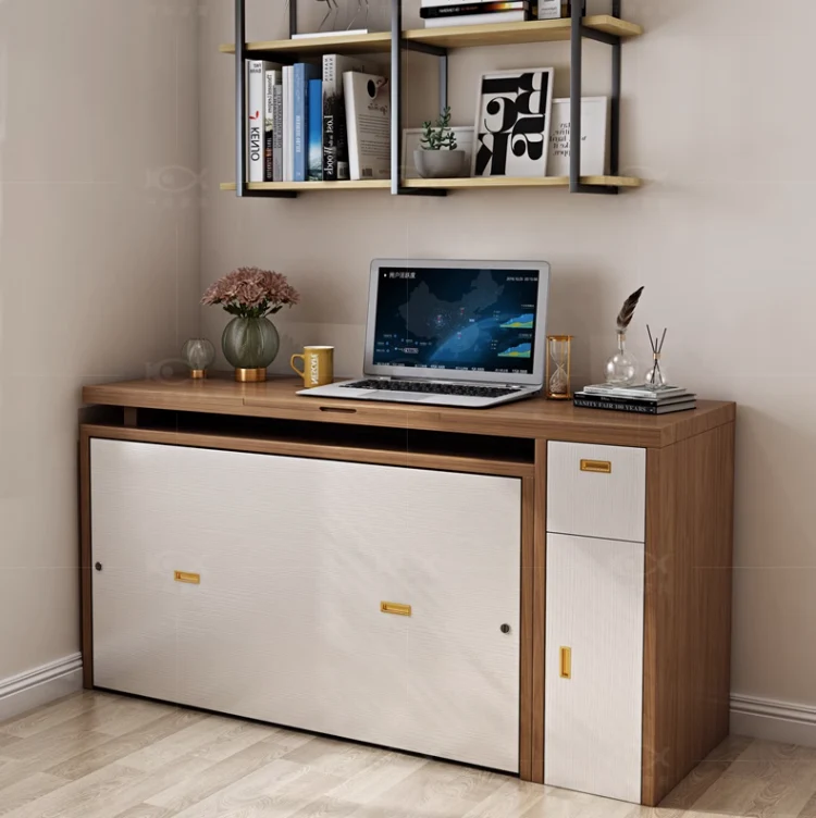 Lit armoire escamotable avec bureau multifonction
