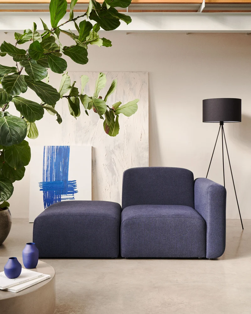 Neom 1-Seater Sofa with Pouffe - Blue