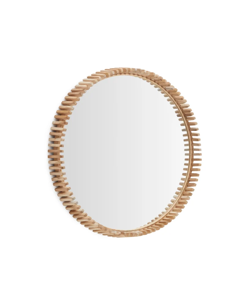 Polke Teak Wood Mirror Ø 80 cm