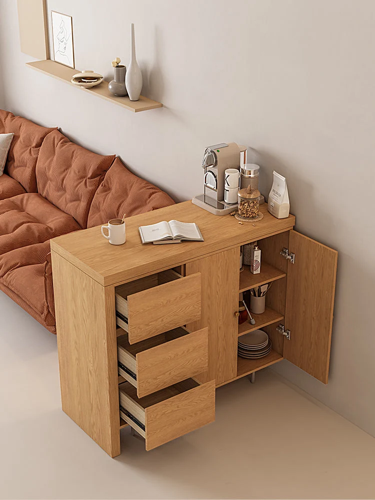 Table de bar en L avec buffet de rangement des deux côtés