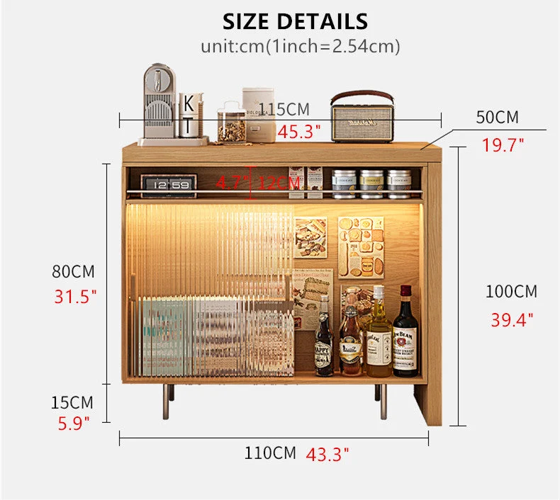 Table de bar en L avec buffet de rangement des deux côtés