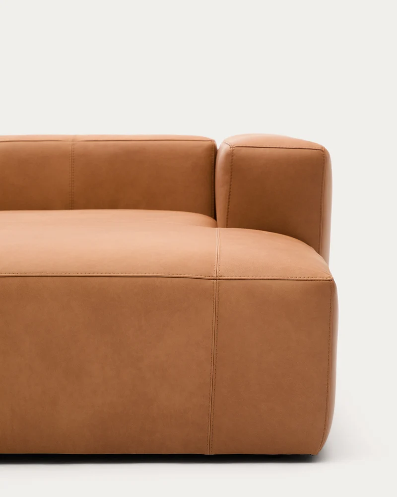Blok 3-seater with Chaise Longue - Brown Leather