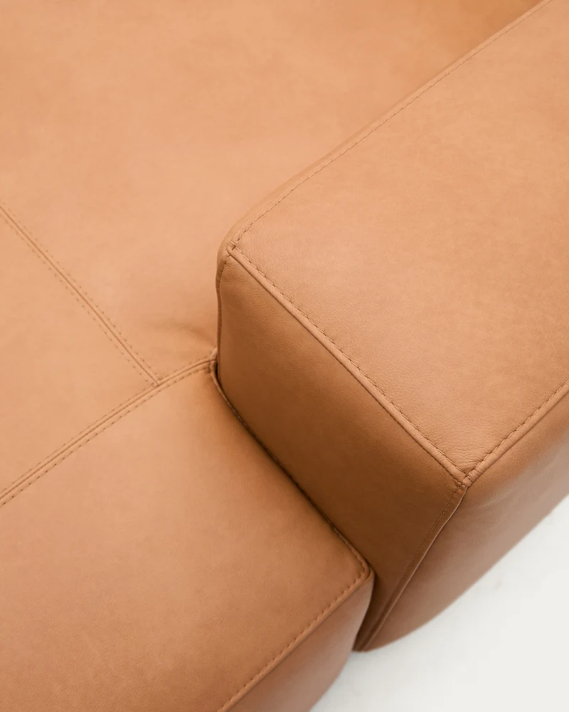 Blok 3-seater with Chaise Longue - Brown Leather