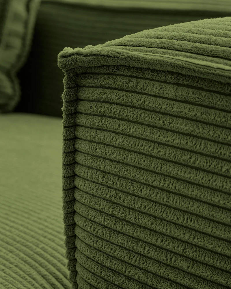 Blok 3-seater with Chaise Longue - Green Corduroy
