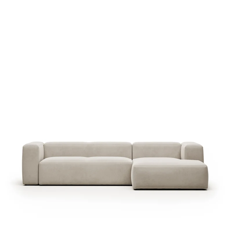 Blok 3-seater with Chaise Longue - Beige Chenille