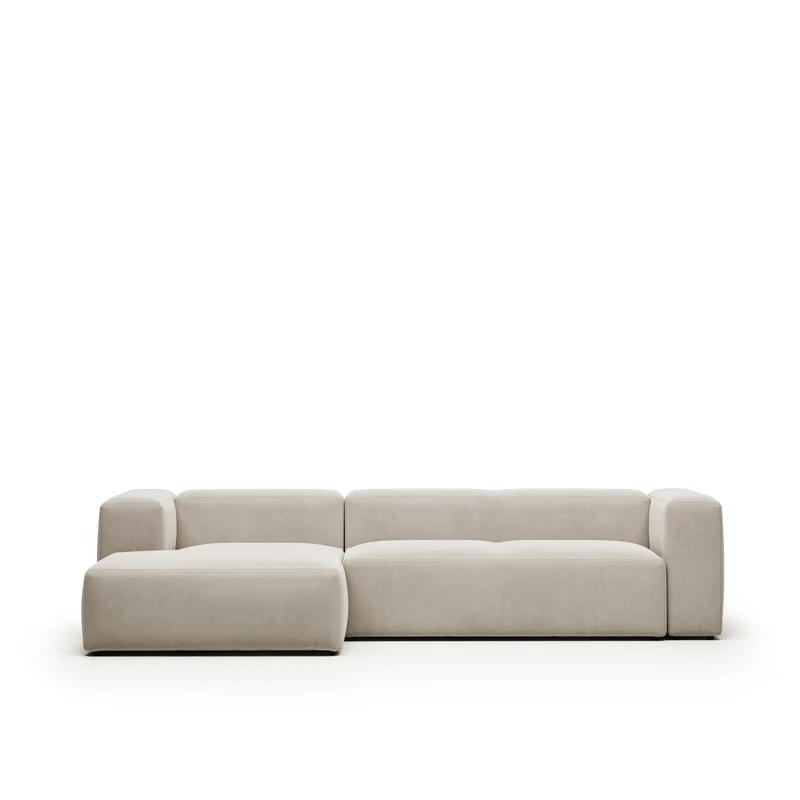 Blok 3-seater with Chaise Longue - Beige Chenille