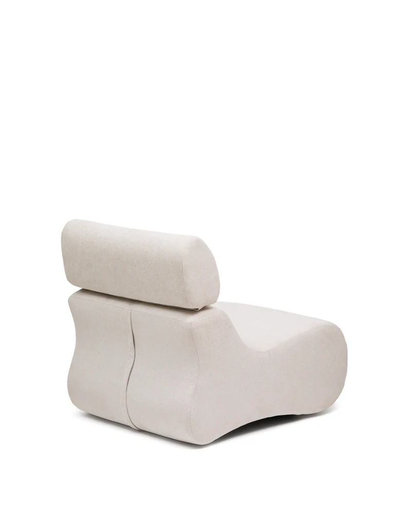 Club pearl-coloured, chenille armchair