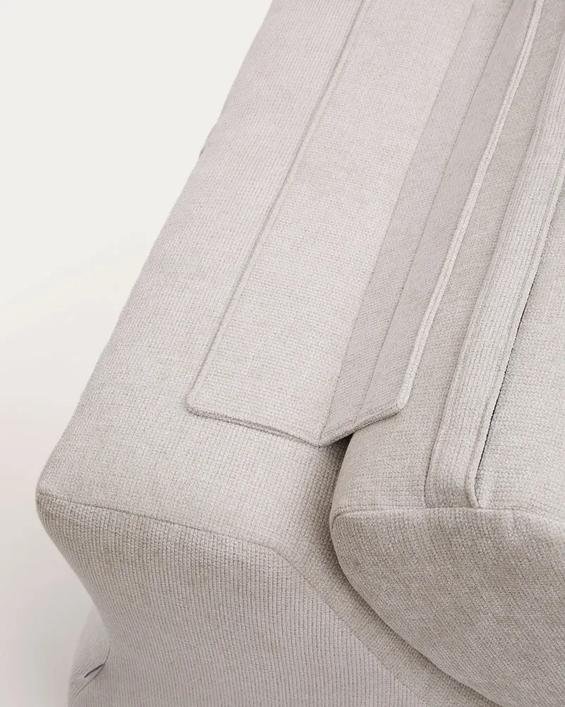 Club pearl-coloured, chenille armchair