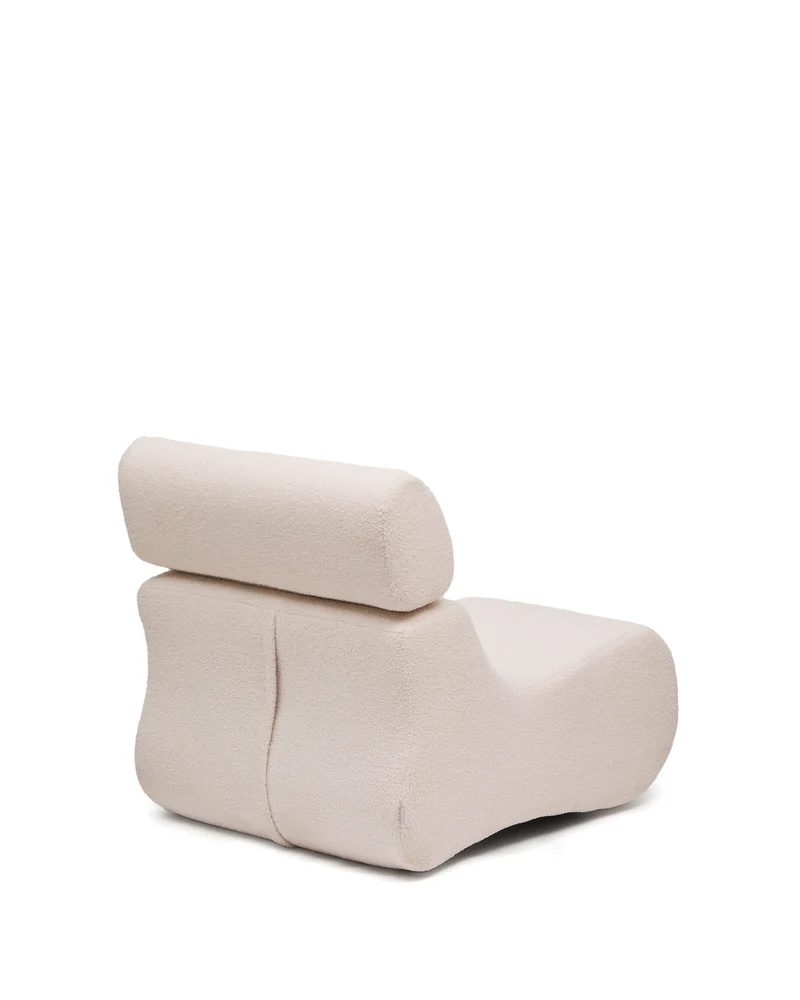 Club ecru-coloured, bouclé armchair
