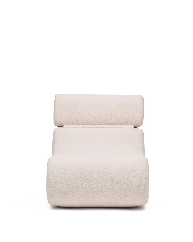 Club ecru-coloured, bouclé armchair