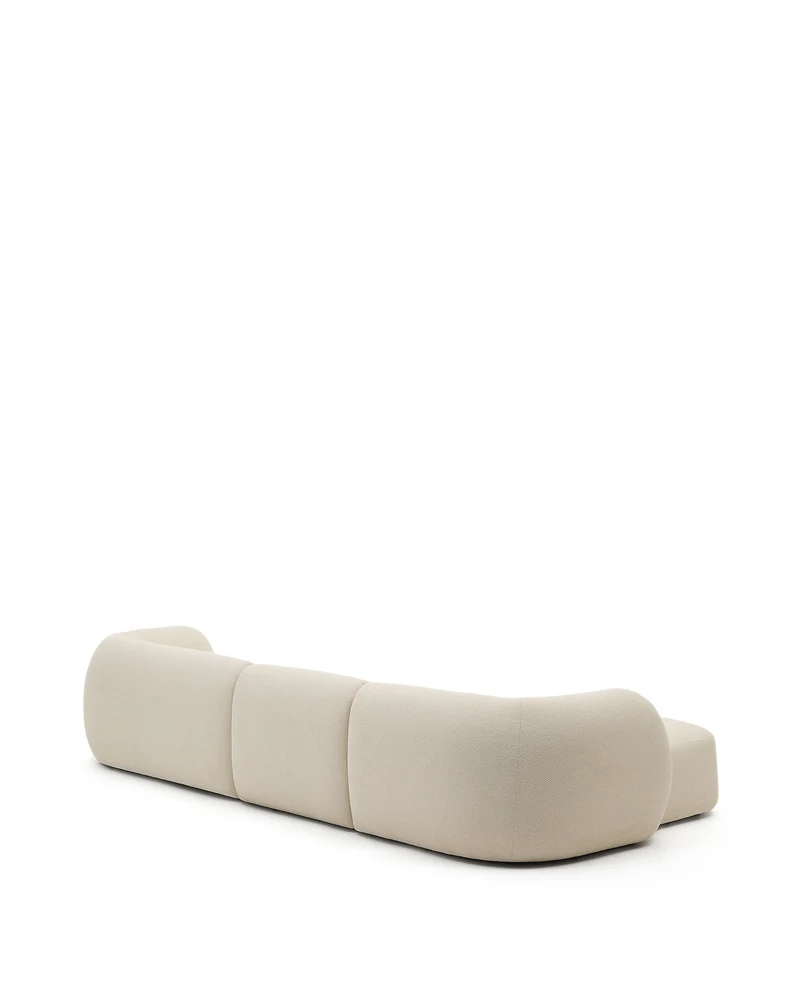 Martina ecru chenille 4-seater modular sofa with left chaise longue 377cm