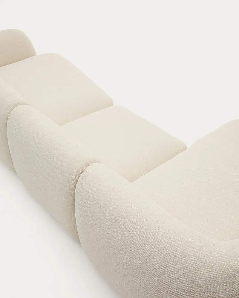 Martina ecru chenille 4-seater modular sofa with left chaise longue 377cm