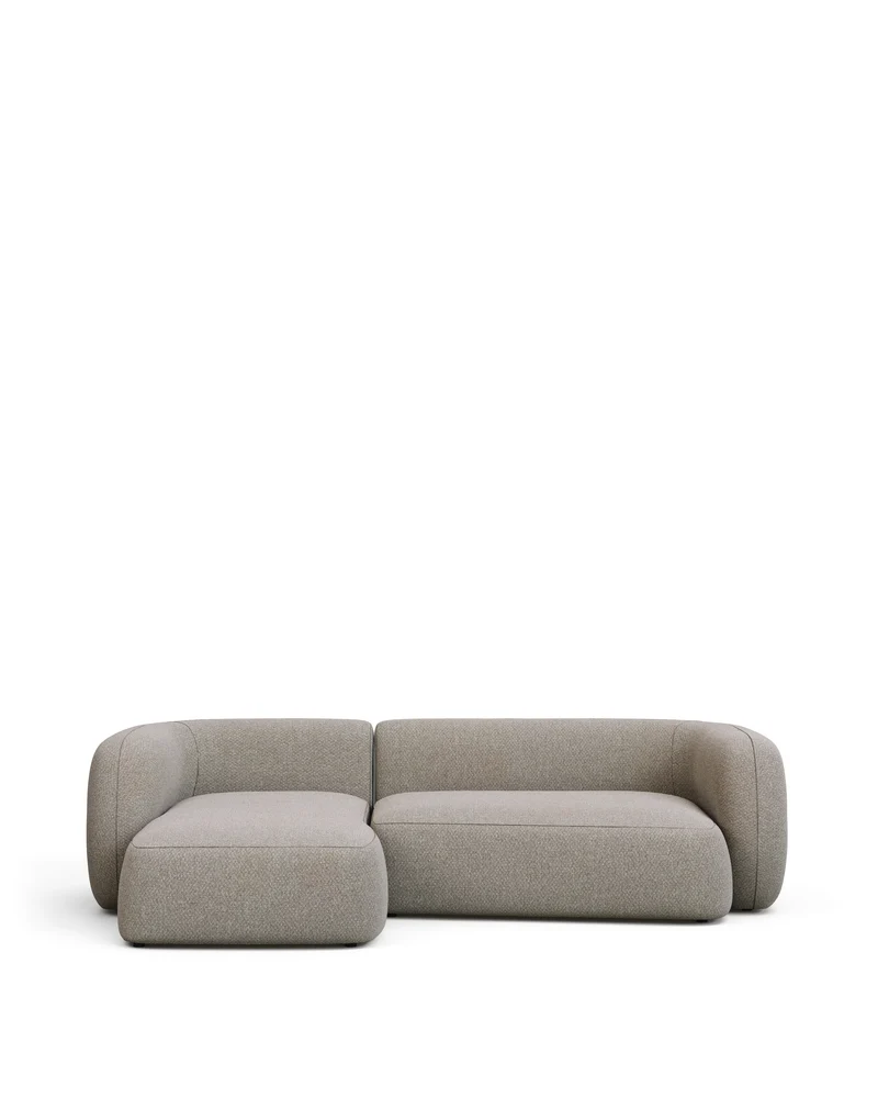 Martina stone-coloured chenille 3-seater modular sofa with left chaise longue 287cm