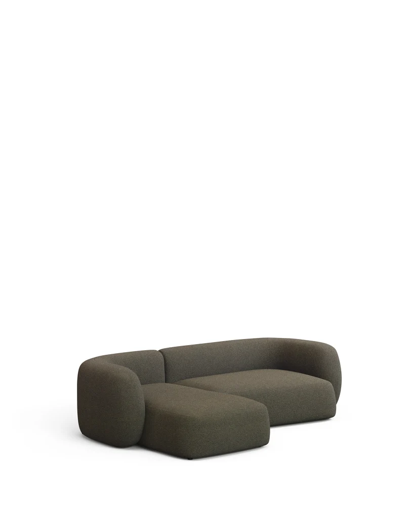 Martina green chenille 3-seater modular sofa with left chaise longue 287cm