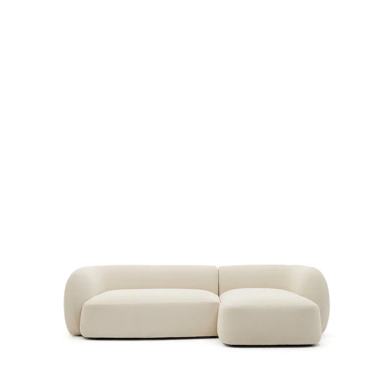 Martina ecru chenille 3-seater modular sofa with right chaise longue 287cm