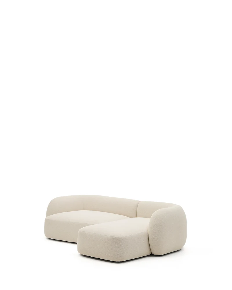 Martina ecru chenille 3-seater modular sofa with right chaise longue 287cm