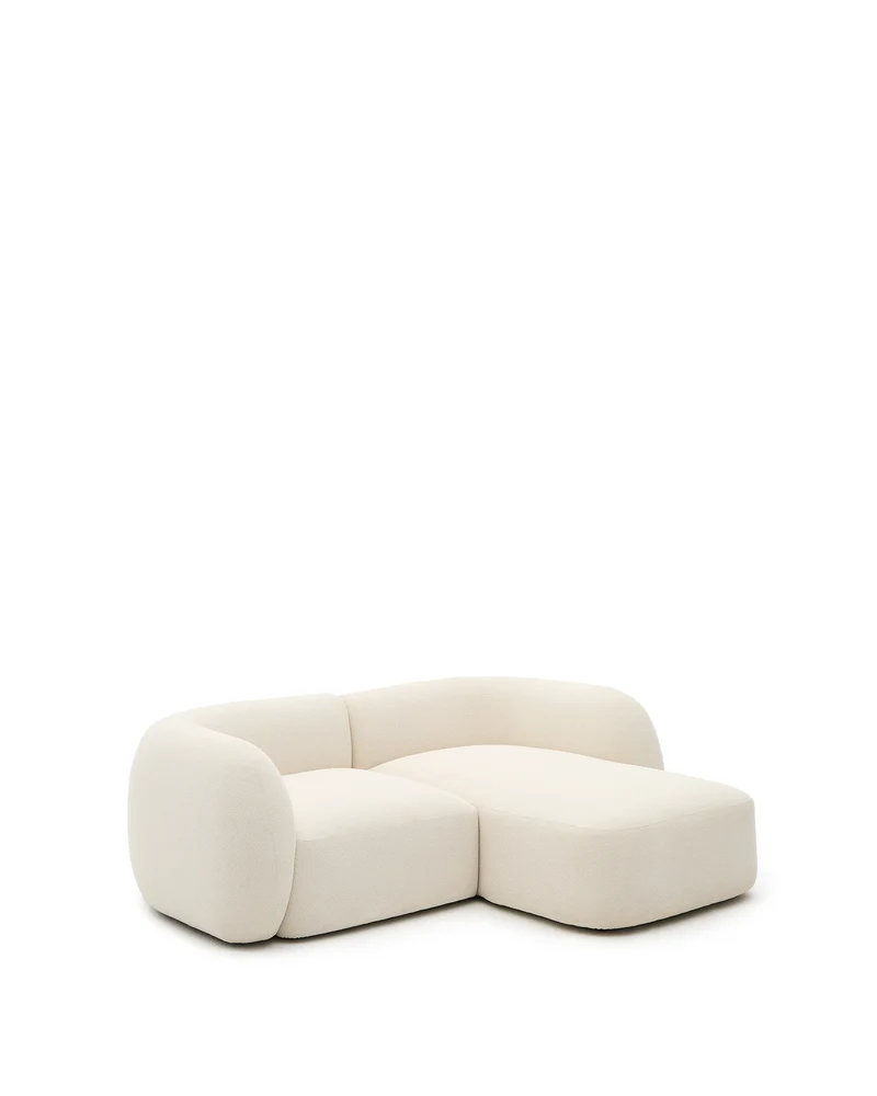 Martina ecru chenille 2-seater modular sofa with right chaise longue 230cm