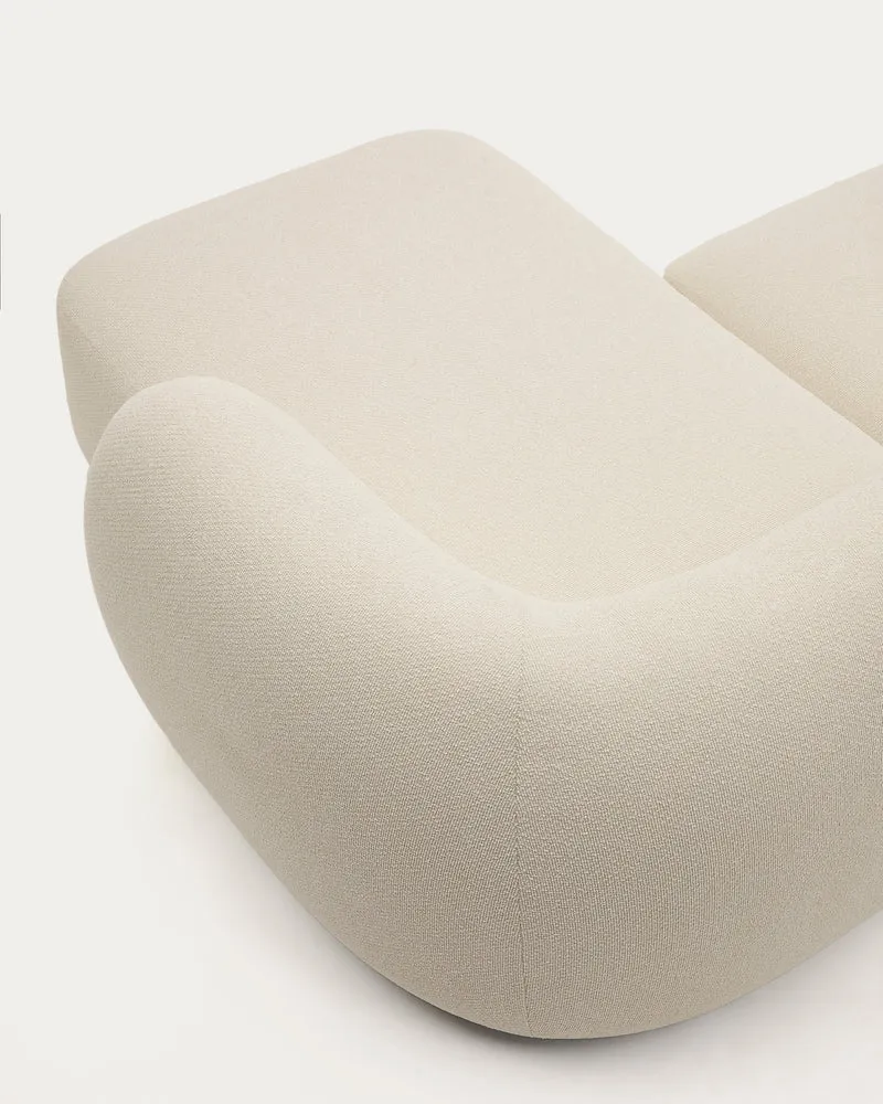Martina ecru chenille 2-seater modular sofa with right chaise longue 230cm