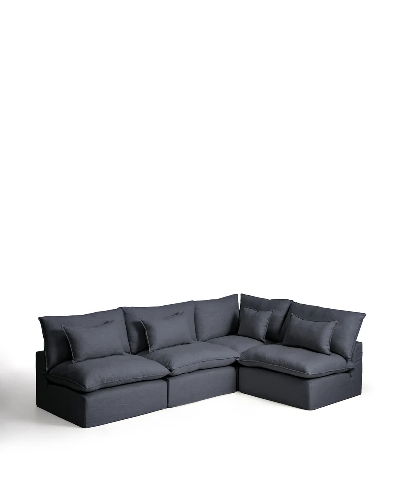 Anarela dark grey linen and viscose 6-seater modular corner sofa with removable cover 327 x 217cm / 217 x 327cm FSC Mix Credit