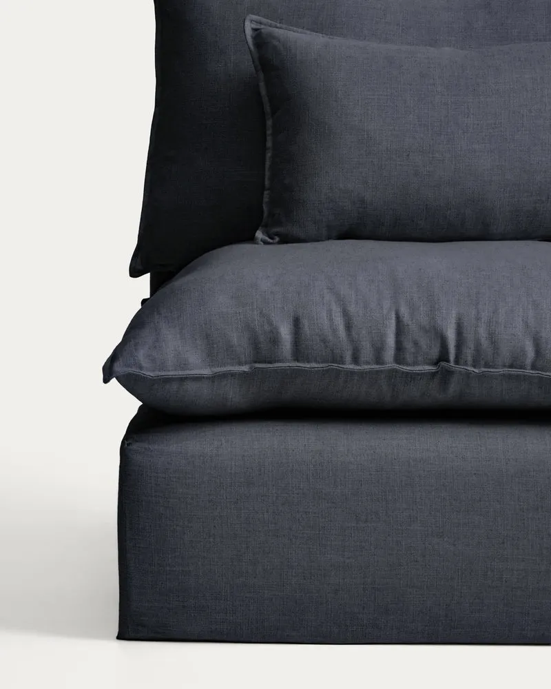 Anarela dark grey linen and viscose 6-seater modular corner sofa with removable cover 327 x 217cm / 217 x 327cm FSC Mix Credit