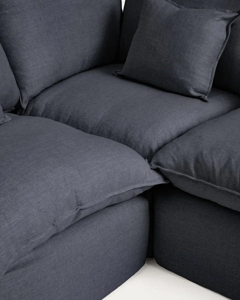 Anarela dark grey linen and viscose 6-seater modular corner sofa with removable cover 327 x 217cm / 217 x 327cm FSC Mix Credit