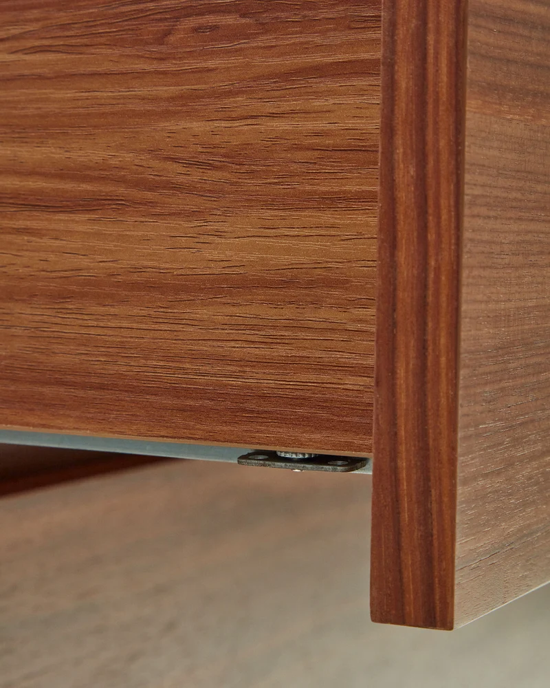 Vedrana 5 drawer chest of drawers in walnut veneer with black steel legs, 60 x 114 cm