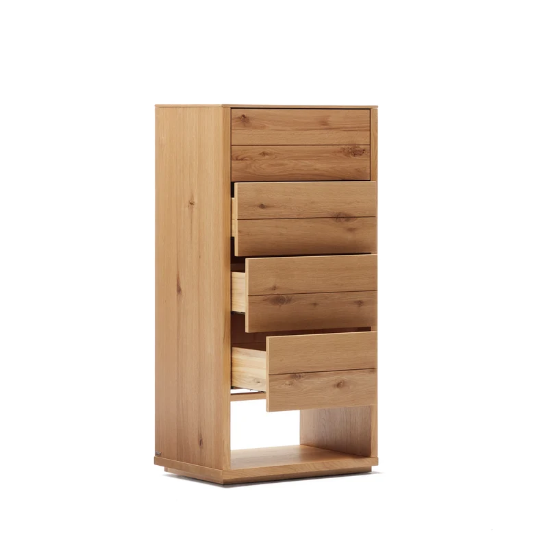 Alguema chest of drawers with 4 drawers in oak wood veneer with natural finish, 60 x 120 cm