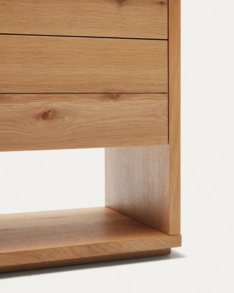 Alguema chest of drawers with 4 drawers in oak wood veneer with natural finish, 60 x 120 cm