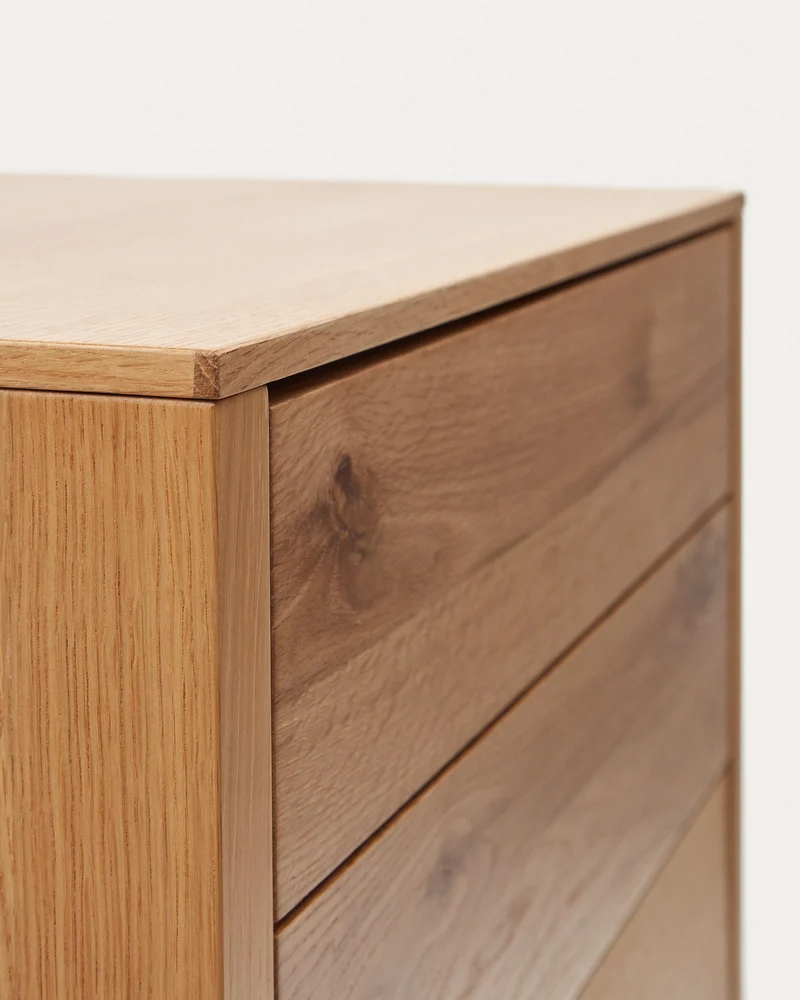 Alguema chest of drawers with 4 drawers in oak wood veneer with natural finish, 60 x 120 cm