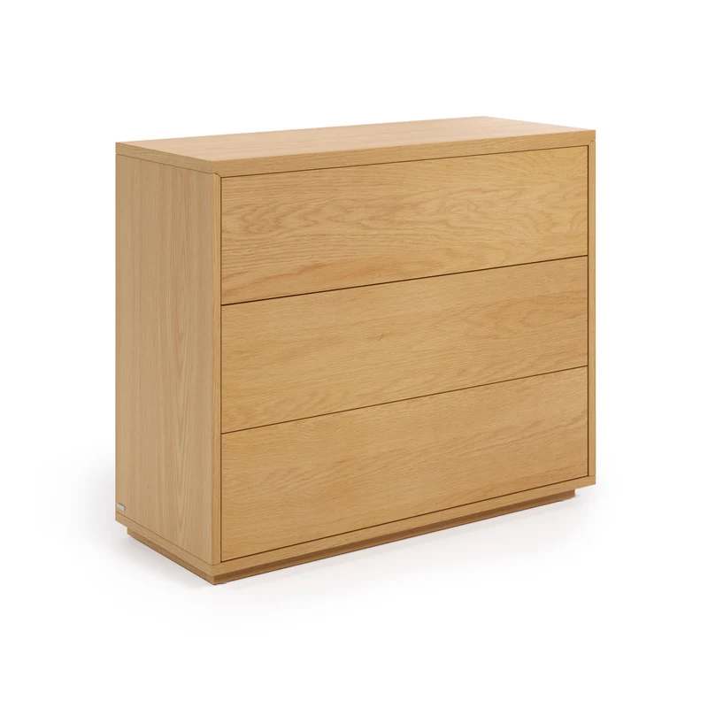 Abilen 3-drawer oak veneer chest of drawers, 90 x 75 cm, FSC™ certified