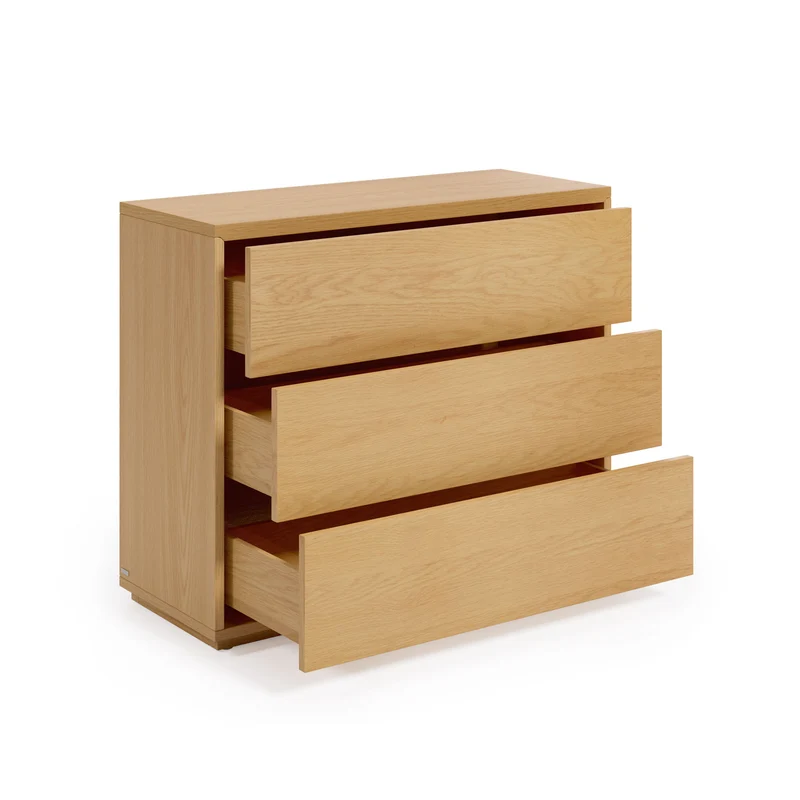Abilen 3-drawer oak veneer chest of drawers, 90 x 75 cm, FSC™ certified