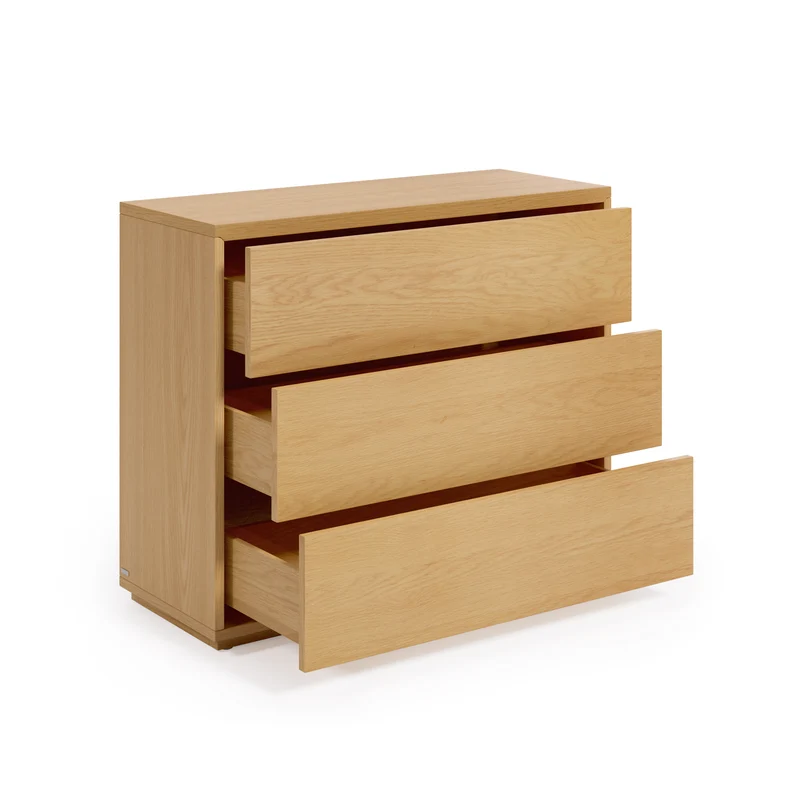 Abilen 3-drawer oak veneer chest of drawers, 90 x 75 cm, FSC™ certified