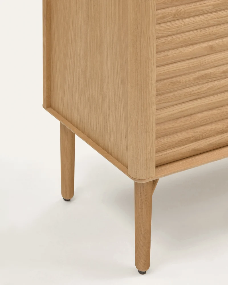 Lenon tall console with 4 oak wood doors and an oak veneer, 104.5 x 144 cm FSC MIX Credit