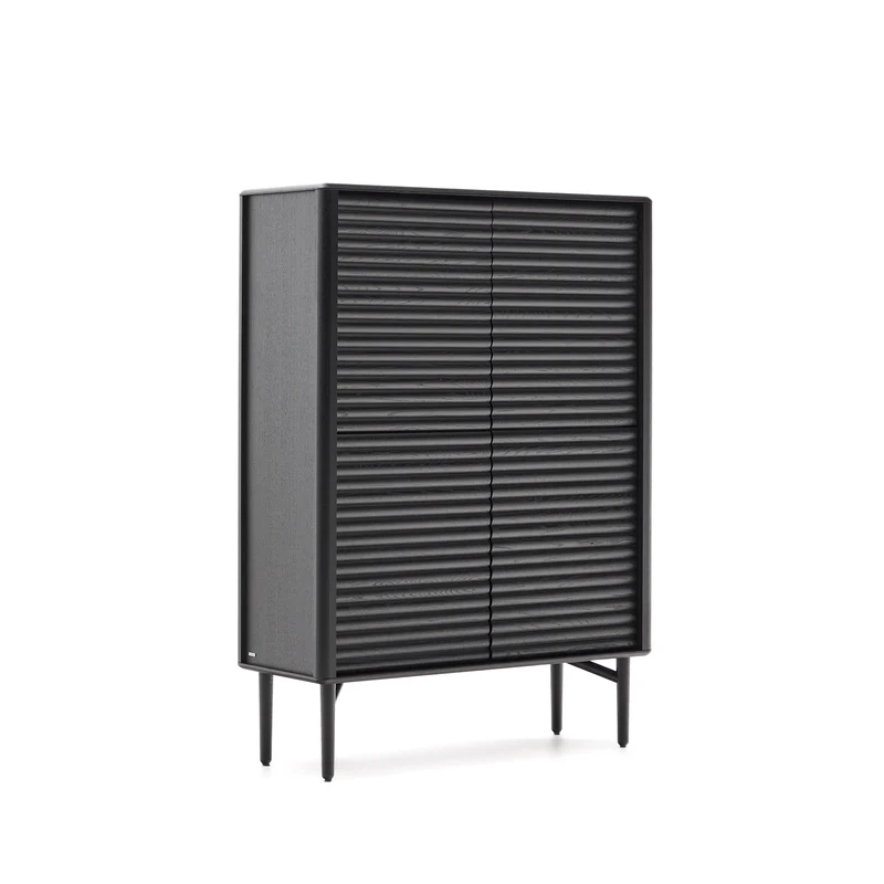 Lenon tall sideboard, 4 doors solid wood and black oak veneer 104,5x144 cm FSC Mix Credit