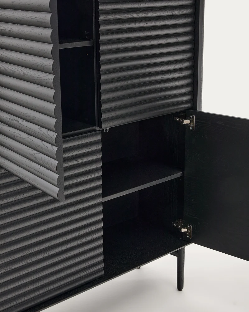 Lenon tall sideboard, 4 doors solid wood and black oak veneer 104,5x144 cm FSC Mix Credit