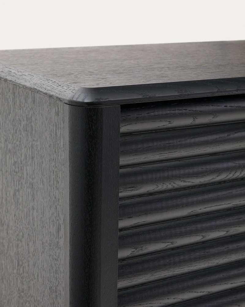 Lenon tall sideboard, 4 doors solid wood and black oak veneer 104,5x144 cm FSC Mix Credit