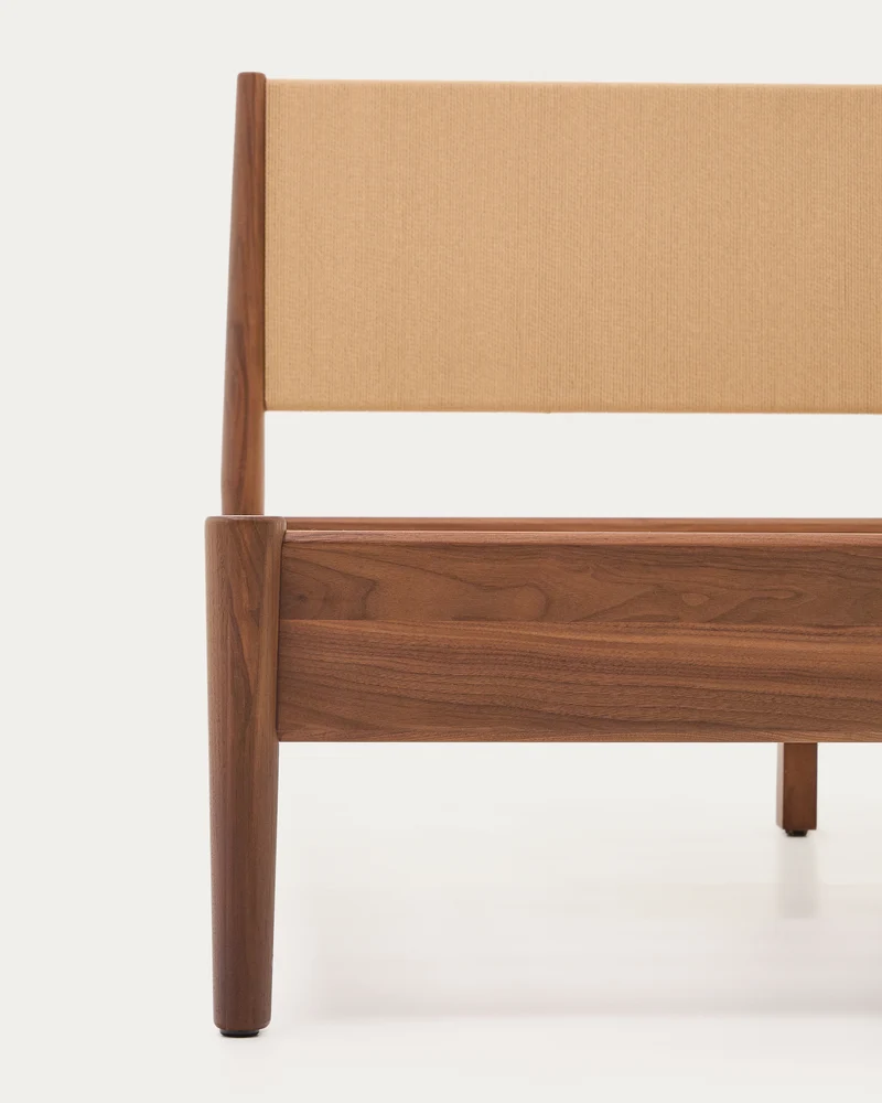 Elan bed in veneer and solid walnut wood with cord mattress 160 x 200 cm FSC Mix Credit