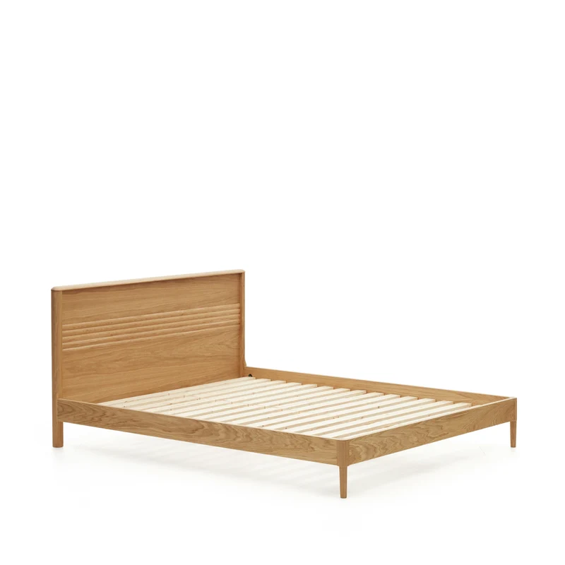 Lenon oak wood and veneer bed for 160 x 200 cm mattress, FSC MIX Credit