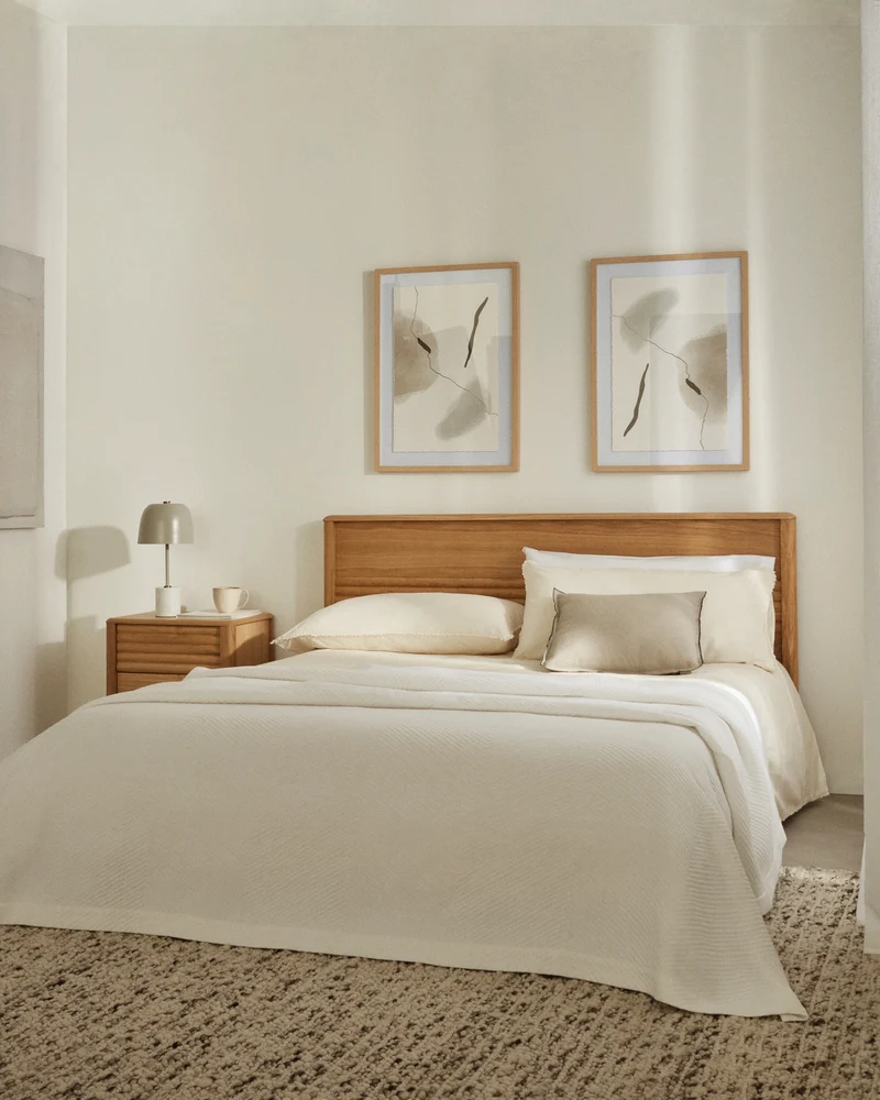Lenon oak wood and veneer bed for 160 x 200 cm mattress, FSC MIX Credit