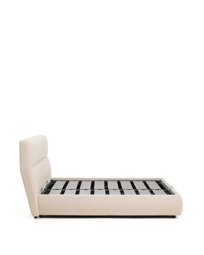 Dafra beige chenille removable-cover bed with ottoman base for 180 x 200 cm mattress