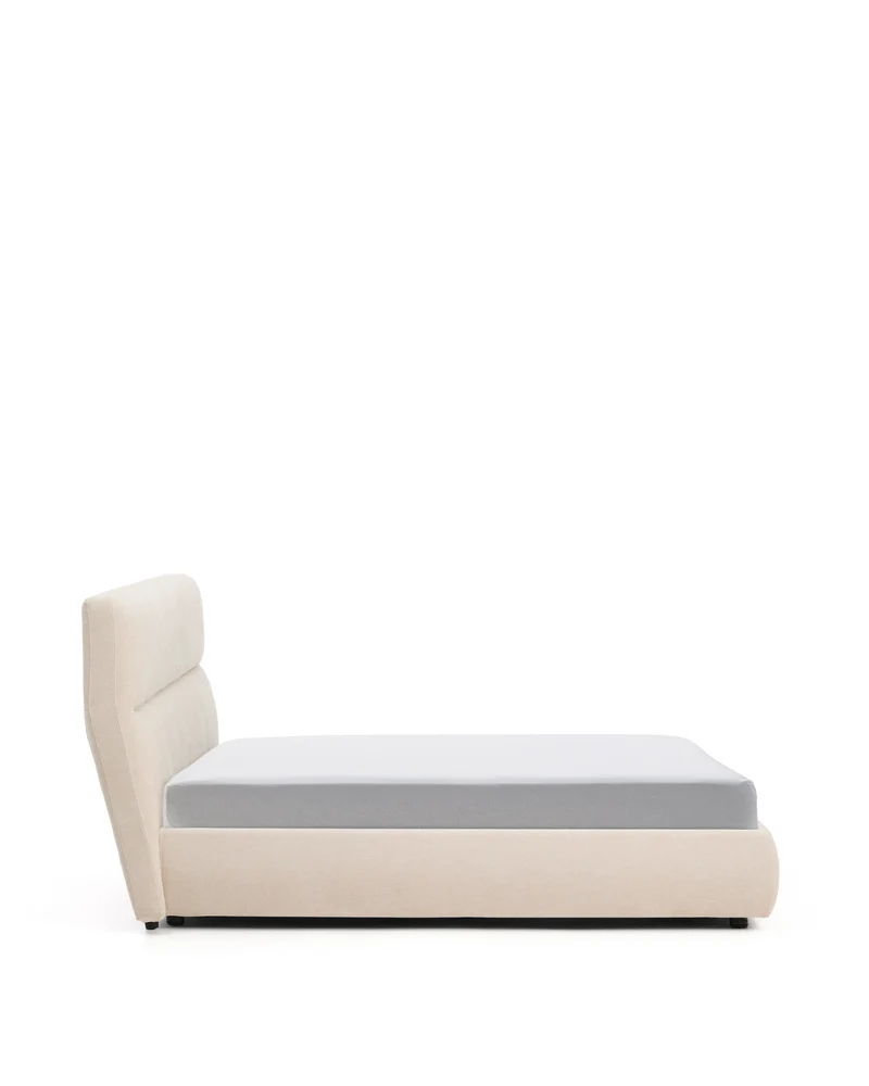 Dafra beige chenille removable-cover bed with ottoman base for 180 x 200 cm mattress