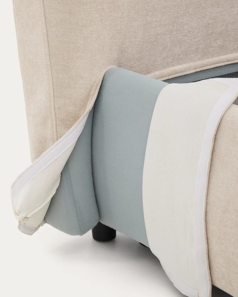Dafra beige chenille removable-cover bed with ottoman base for 180 x 200 cm mattress