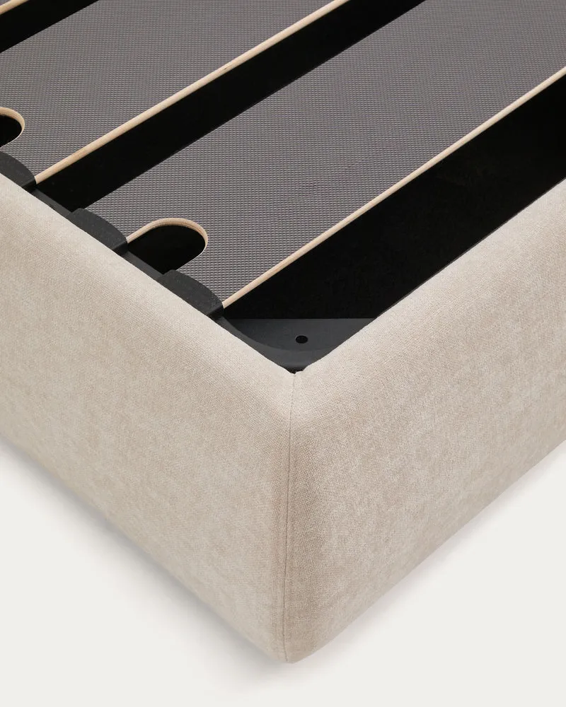Dafra beige chenille removable-cover bed with ottoman base for 180 x 200 cm mattress
