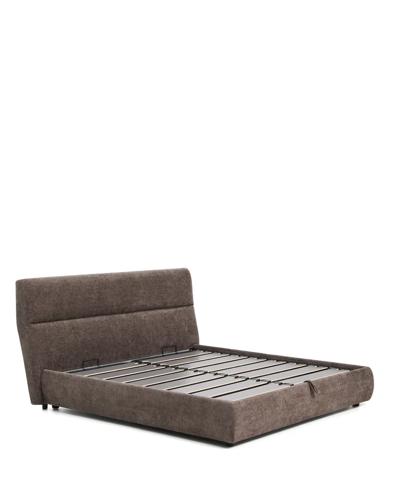 Dafra dark brown chenille removable-cover bed with ottoman base for a 180 x 200 cm mattress