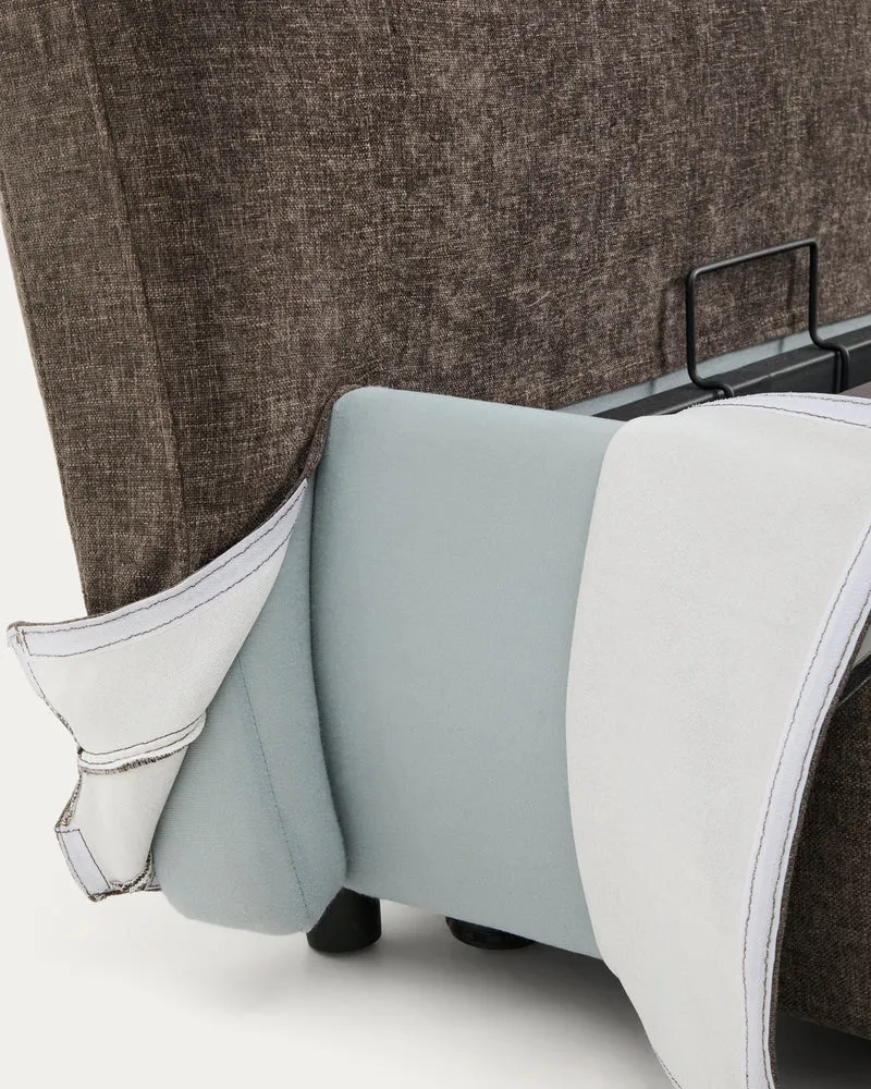 Dafra dark brown chenille removable-cover bed with ottoman base for a 180 x 200 cm mattress